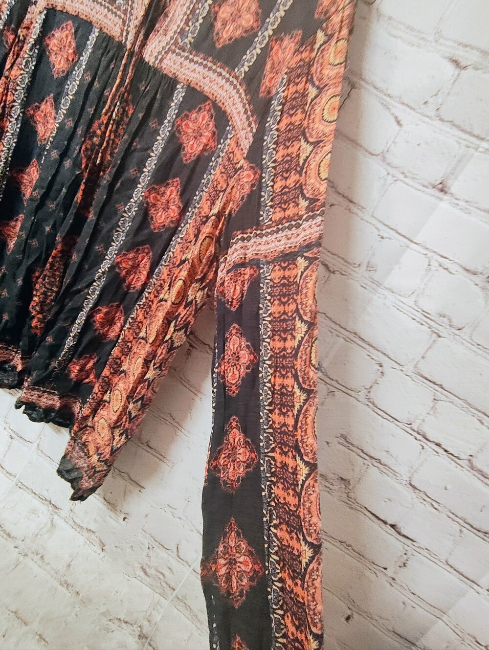 Lucky Brand Gauzy Boho Celestial Tie Front Tunic Top Large Market - Picture 3 of 12